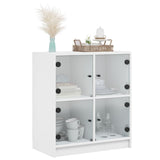 Side Cabinet with Glass Doors White 68x37x75.5 cm - Top-Down View
