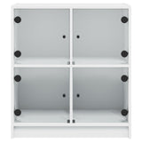 Side Cabinet with Glass Doors White 68x37x75.5 cm