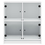 Side Cabinet with Glass Doors White 68x37x75.5 cm