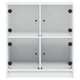 Side Cabinet with Glass Doors White 68x37x75.5 cm - Rear View