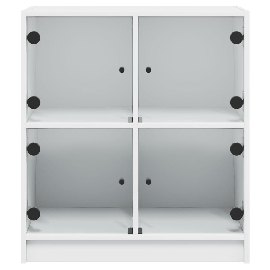 Side Cabinet with Glass Doors White 68x37x75.5 cm