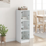 Highboard with Glass Doors White 35x37x109 cm - Side View