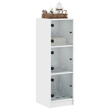 Highboard with Glass Doors White 35x37x109 cm - Top-Down View