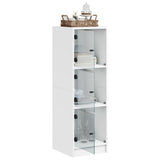 Highboard with Glass Doors White 35x37x109 cm - 45-Degree Angle