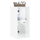 Side Cabinet with Glass Doors White 35x37x75.5 cm - 45-Degree Angle