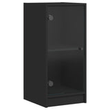 Side Cabinet with Glass Doors Black 35x37x75.5 cm - Front View