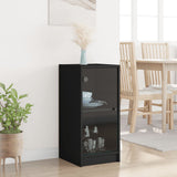 Side Cabinet with Glass Doors Black 35x37x75.5 cm - Side View