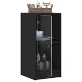 Side Cabinet with Glass Doors Black 35x37x75.5 cm - 45-Degree Angle