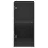 Side Cabinet with Glass Doors Black 35x37x75.5 cm - Rear View