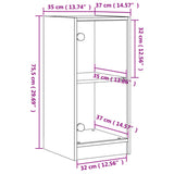 Side Cabinet with Glass Doors Black 35x37x75.5 cm - Extra Image