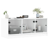 TV Cabinet with Glass Doors White 102x37x42 cm - Top-Down View
