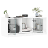 TV Cabinet with Glass Doors White 102x37x42 cm