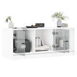 TV Cabinet with Glass Doors White 102x37x42 cm - 45-Degree Angle