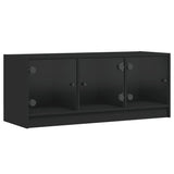 TV Cabinet with Glass Doors Black 102x37x42 cm - Front View