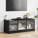TV Cabinet with Glass Doors Black 102x37x42 cm - Side View