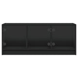TV Cabinet with Glass Doors Black 102x37x42 cm - Rear View
