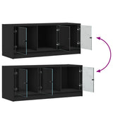 TV Cabinet with Glass Doors Black 102x37x42 cm - Extra Image