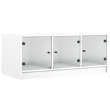 Coffee Table with Glass Doors White 102x50x42 cm - Front View