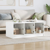 Coffee Table with Glass Doors White 102x50x42 cm - Side View