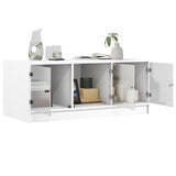 Coffee Table with Glass Doors White 102x50x42 cm - 45-Degree Angle