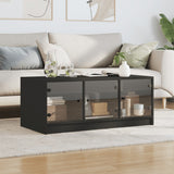 Coffee Table with Glass Doors Black 102x50x42 cm - Side View