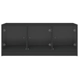 Coffee Table with Glass Doors Black 102x50x42 cm