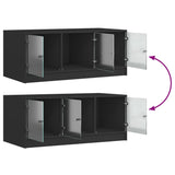 Coffee Table with Glass Doors Black 102x50x42 cm - Extra Image