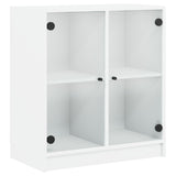 Side Cabinet with Glass Doors White 68x37x75.5 cm - Front View