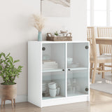 Side Cabinet with Glass Doors White 68x37x75.5 cm - Side View