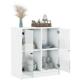 Side Cabinet with Glass Doors White 68x37x75.5 cm - 45-Degree Angle