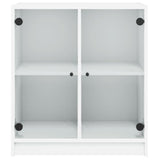Side Cabinet with Glass Doors White 68x37x75.5 cm