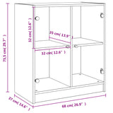 Side Cabinet with Glass Doors White 68x37x75.5 cm - Extra Image