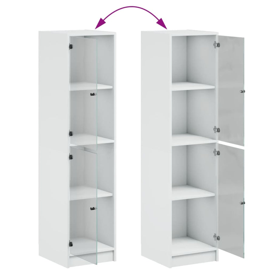 Highboard with Glass Doors White 35x37x142 cm