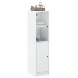 Highboard with Glass Door White 35x37x142 cm - Top-Down View