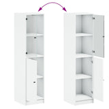 Highboard with Glass Door White 35x37x142 cm - Extra Image