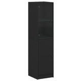 Highboard with Glass Door Black 35x37x142 cm - Front View