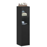 Highboard with Glass Door Black 35x37x142 cm - Top-Down View