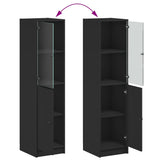 Highboard with Glass Door Black 35x37x142 cm - Extra Image