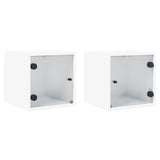 Bedside Cabinets with Glass Doors 2 pcs White 35x37x35 cm - Front View