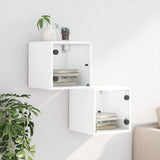 Bedside Cabinets with Glass Doors 2 pcs White 35x37x35 cm - Side View