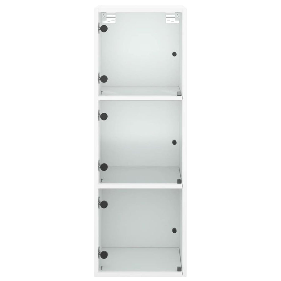 Wall Cabinet with Glass Doors White 35x37x100 cm