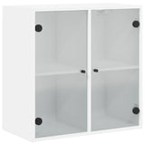Wall Cabinet with Glass Doors White 68x37x68.5 cm - Front View