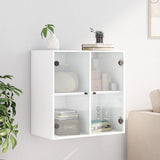 Wall Cabinet with Glass Doors White 68x37x68.5 cm - Side View