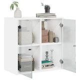 Wall Cabinet with Glass Doors White 68x37x68.5 cm