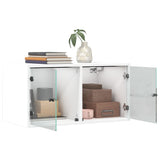 Wall Cabinets with Glass Doors 2 pcs White 68.5x37x35 cm - 45-Degree Angle