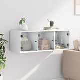 Wall Cabinet with Glass Doors White 102x37x35 cm - Side View