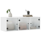 Wall Cabinet with Glass Doors White 102x37x35 cm
