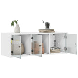 Wall Cabinet with Glass Doors White 102x37x35 cm - 45-Degree Angle