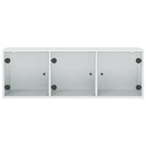 Wall Cabinet with Glass Doors White 102x37x35 cm - Rear View