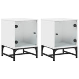 Bedside Cabinets with Glass Doors 2 pcs White 35x37x50 cm - Front View